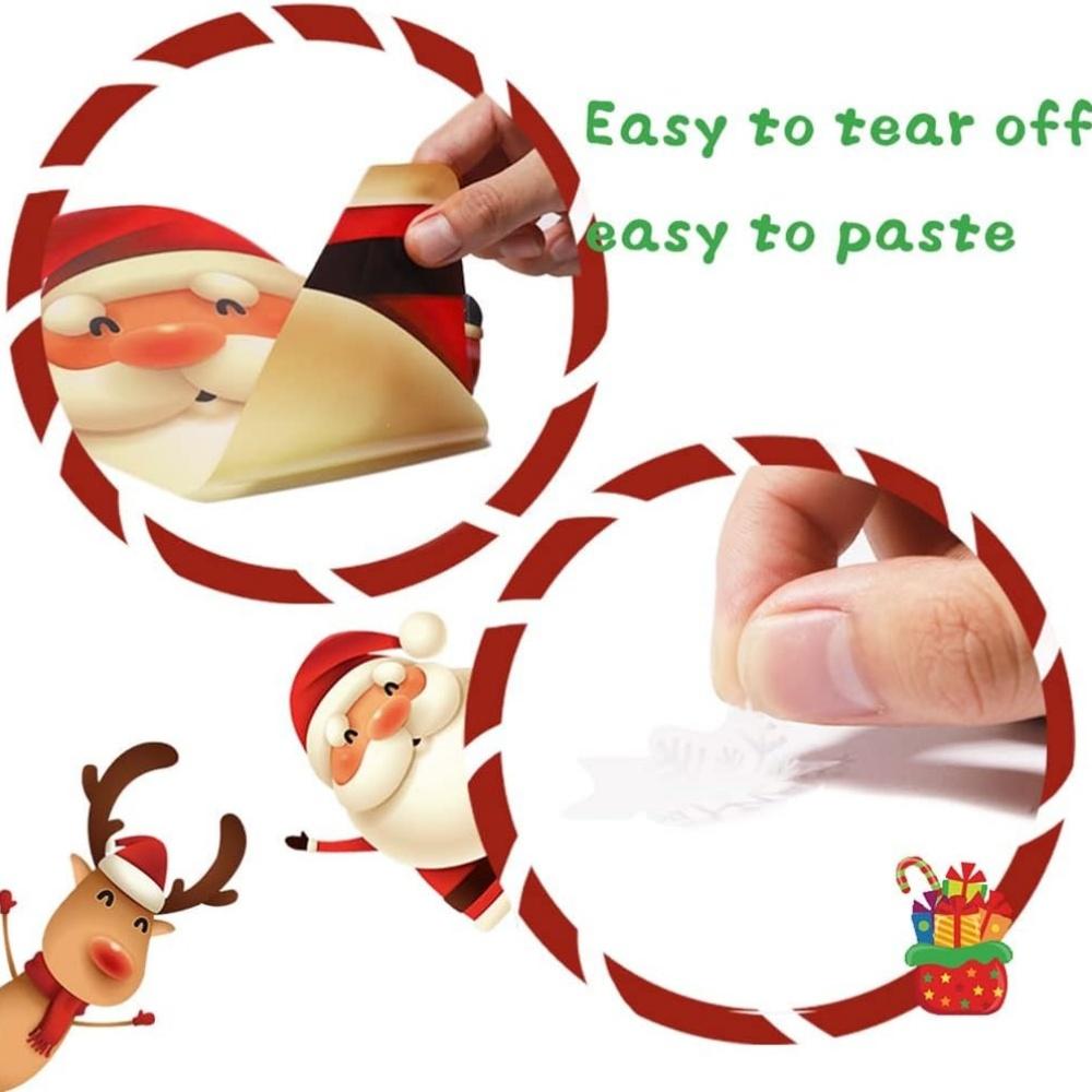 Christmas Window Clings Cute Xmas Decorations for Winter Holiday Home Party Santa Reindeer Snowman Snowflake Stickers for Glass
