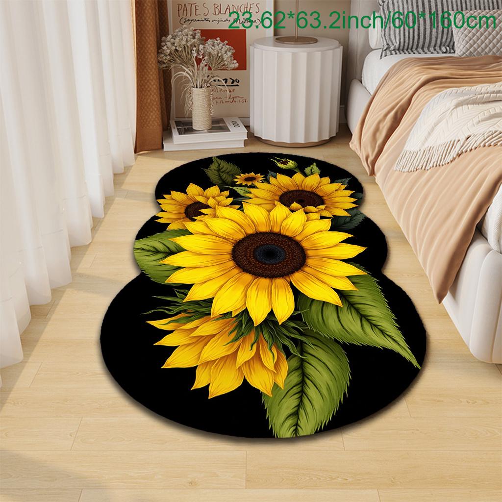 1pc Luxury Nordic Sunflower Carpet, Durable Non-Slip Washable Indoor Rug For All Seasons, Halloween Thanksgiving Christmas Decor