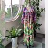 Sommer neue europäische und amerikanische Damenbekleidung Druck Farbverlauf Kleid Rüschen V-Ausschnitt sexy dünnes Kleid