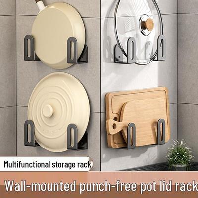 Wall-Mounted Punch-Free Multifunctional Kitchen Organizer for Pots, Lids, and Cutting Boards