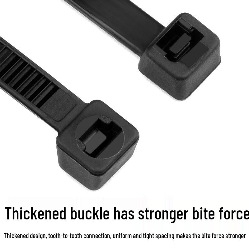 Black Self-Locking Nylon Cable Tie with Strong Anti-Theft Buckle