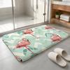 Cabana Stripe Flamingo Floor Mat Machine Washable Soft Flannel Area Rug, Non-Slip Absorbent Floor Mat for Living Room Bedroom