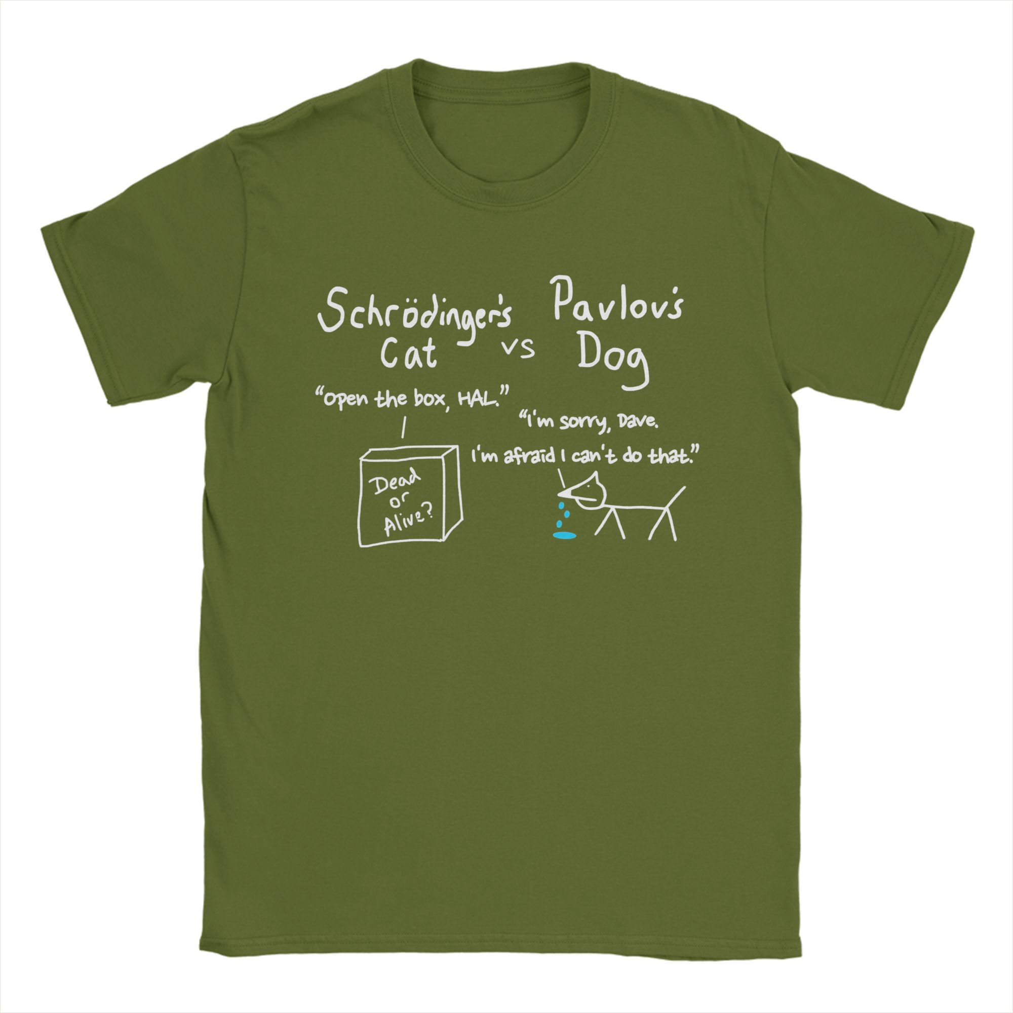 

Vintage Schrodinger s Cat and Pavlov s Dog T-Shirts for Men O Neck 100% Cotton T Shirts Short Sleeve Tees Summer Tops 4XL