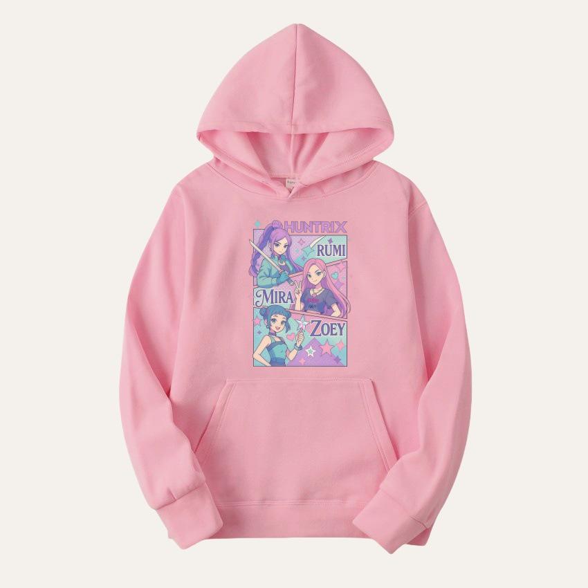 

Худі з флісу з графічним принтом Група Відьма-Мисливець - Унісекс для дорослих та дітей, вільний європейський/американський стиль 150 cm рожевий