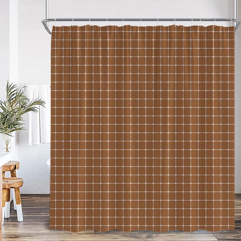 Black and White Square Shower Curtains Black Lines Modern Geometric Plaid Fashion Nordic Bath Curtain Fabric Home Bathroom Decor