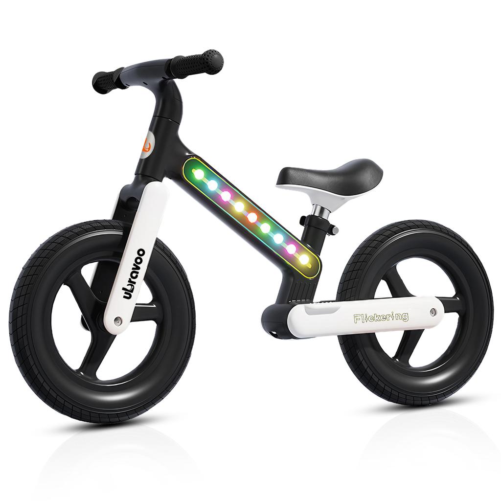 Ubravoo Rower dziecięcy Fit in Joy, 30CM/12 cali, lekki, nylonowy rower dziecięcy z ramą oświetleniową LED, rower treningowy bez pedałów dla dzieci w wieku od 3 do 7 lat