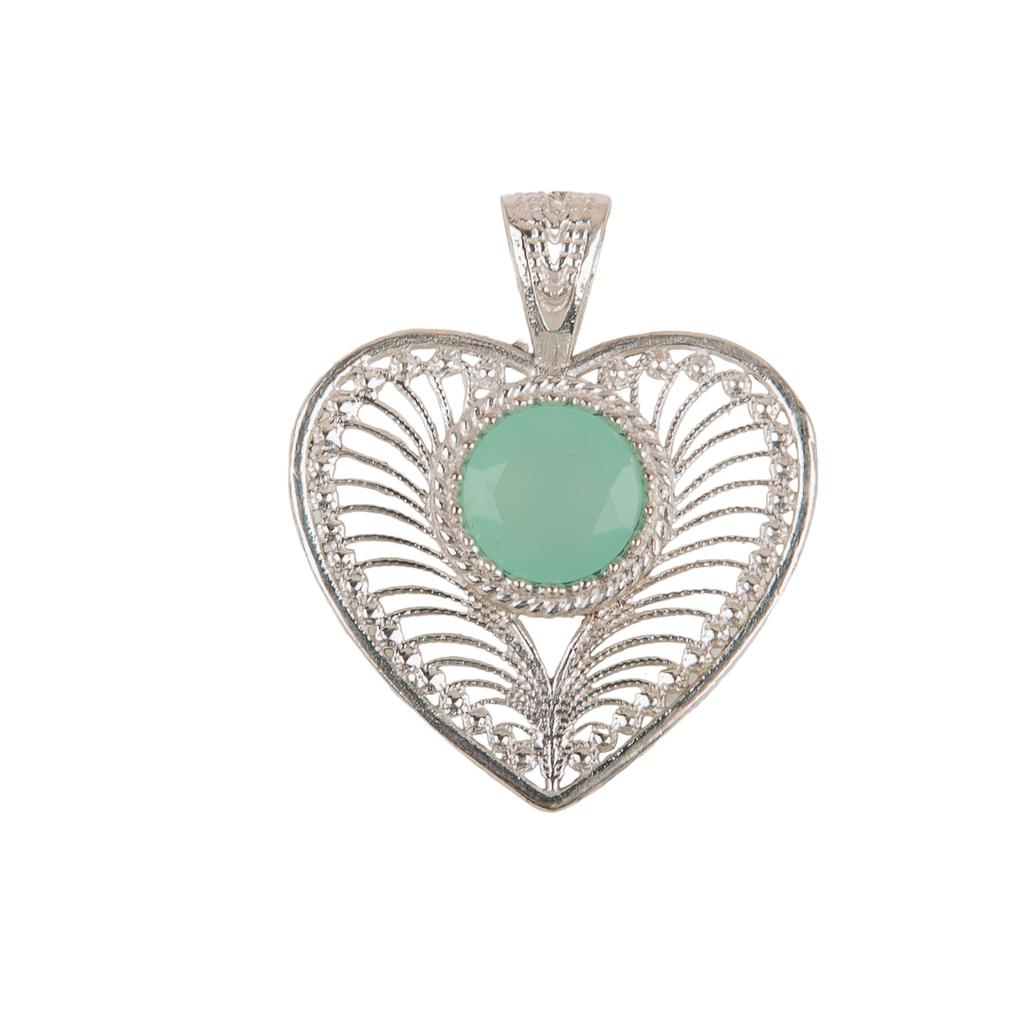 Aqua Chalcedony Gemstone 925 Sterling Silver Jewelry Handmade Women Pendant1.4" CP-15-15