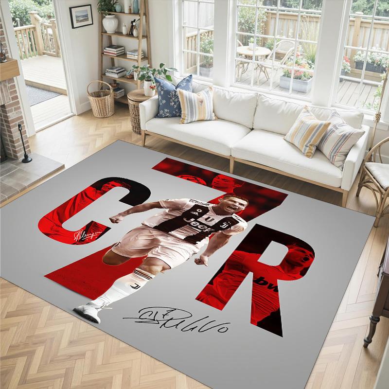 Tappeto in Cristallo Velluto Design Cristiano Ronaldo Accogliente Non?Tappeto Stampato Antiscivolo per Camera da Letto Soggiorno Ingresso
