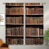 2Pcs Bookcase Vintage Pattern Print Window Curtains, Polyester Rod Pocket Window Curtains For Bedroom Space Living Space Office Bedroom Space And