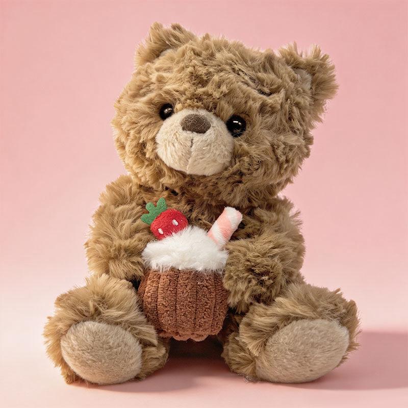 Cute Sleepy Doll Teddy Bear Holding Cake - Plush Toy Gift for Friends