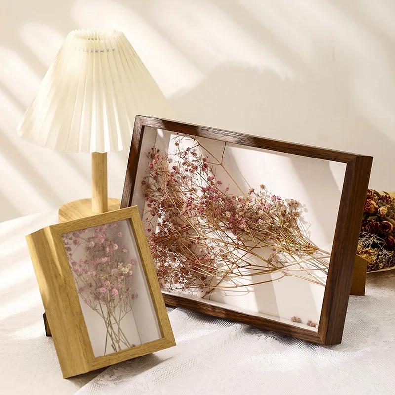 Trä 3D-bildramar Djup 3 cm 5 cm Torkad blomma Provhållare Handgjord DIY Hantverk Display Fotoram Heminredning