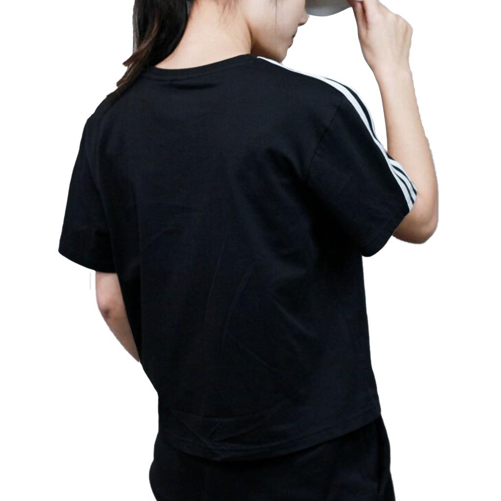 Adidas Neo Casual Sporty Side Stripe Straight-Leg T-Shirt Women Tops Black GJ5271