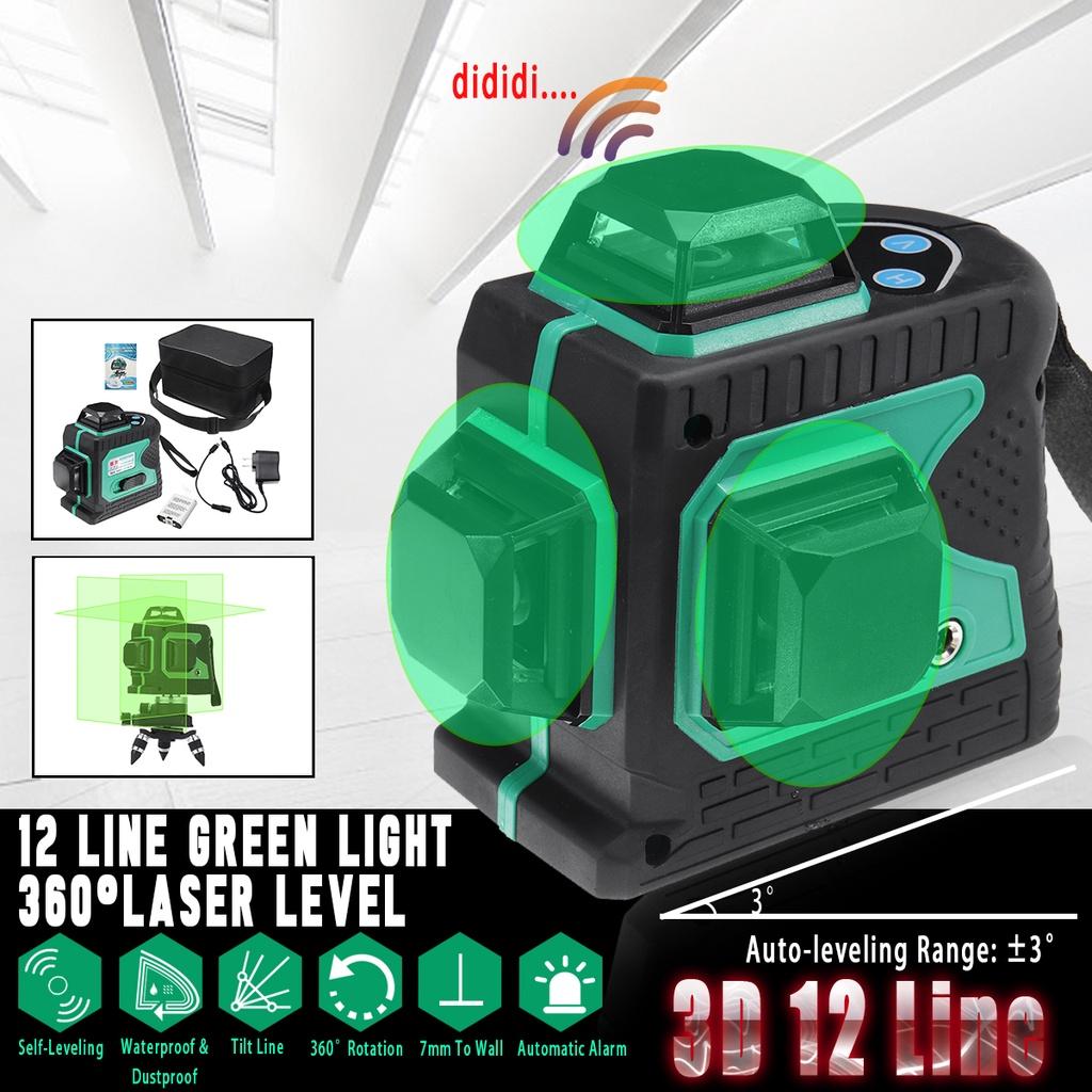New IP-54 12 Lines 3D Green Laser Level Horizontal and Vertical Cross Build Tool Measuring Tools