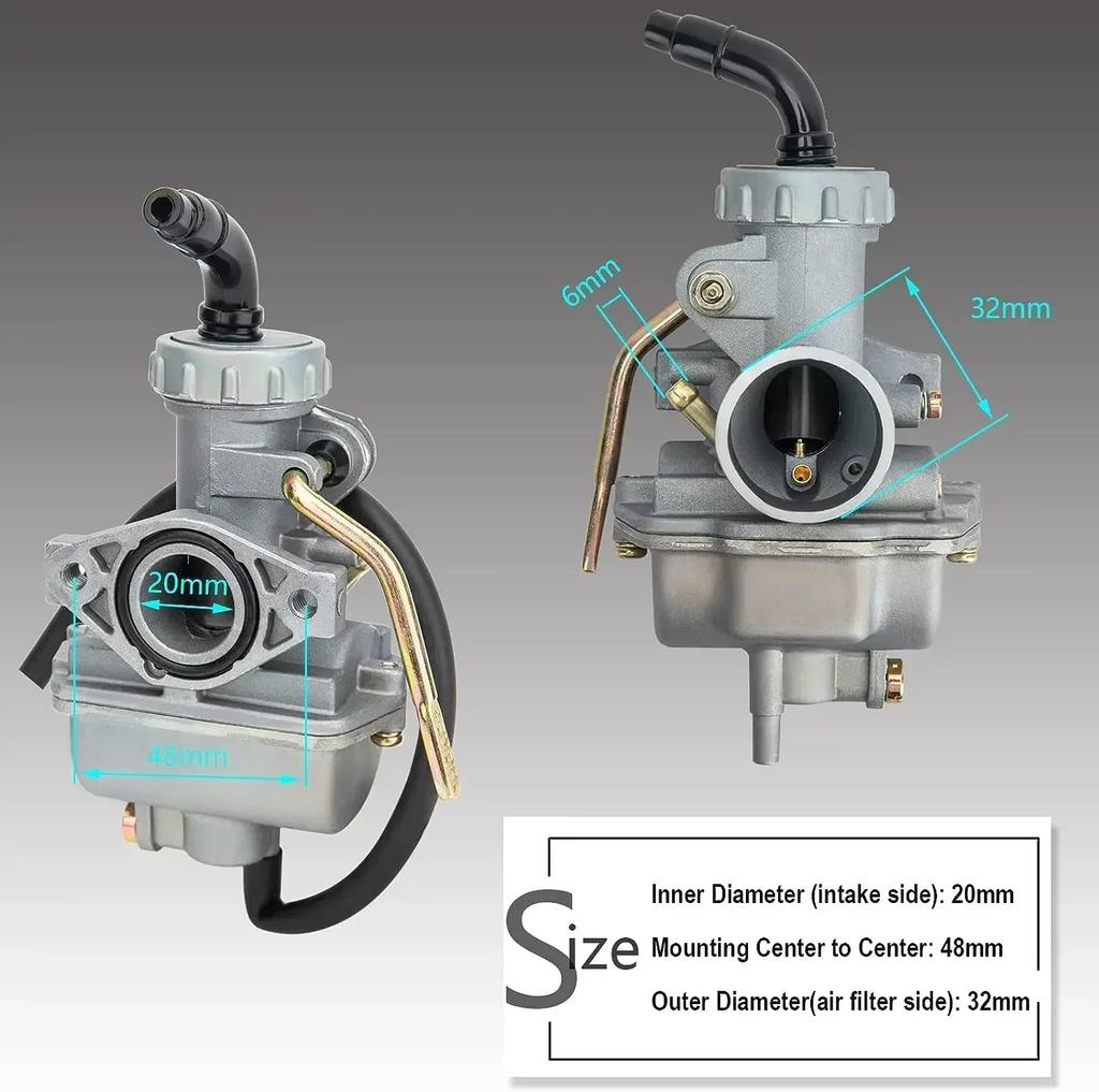 PZ20 Carburetor 50cc 70cc 90cc 110cc 125cc CRF80F XR50R 4 Stroke Engine ATV UTVs Honda with Air Fuel Filter