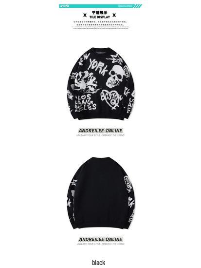 Andre Amerikanische Persönlichkeit Y2K Totenkopf Jacquard Pullover Pullover 2025 Retro Strickwaren
