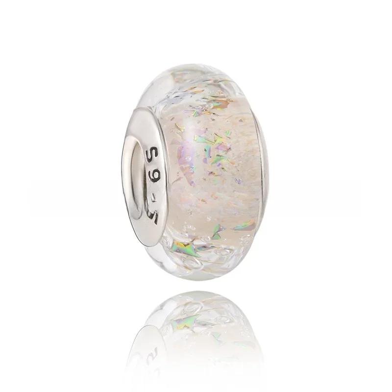 Nouveau Charm Original en Verre de Murano Cuivré Charm Flocons de Neige Étoiles Arc-en-Ciel Coloré Pour Bracelet DIY Bijoux pour Femmes