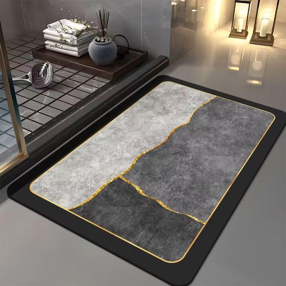60*90cm Luxury Diatomite Bath Mat - Thick, Absorbent, and Quick-Drying, with A Non-Slip Rubber Base, Suitable for Bathroom Entrances and Entry Doors