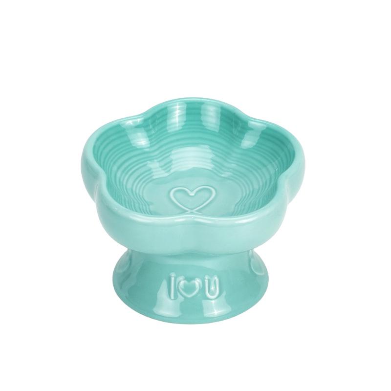 Heart-Shaped Ceramic Pet Water Bowl - Elevated, Splash-Proof, Moisture-Proof, Ideal for Cats and Dogs
