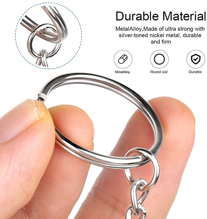 50 Stück Silberbeschichtete Metall Leere Schlüsselanhänger Schlüsselanhänger Sprengring Schlüsselanhänger Schlüsselhalter Ringe Damen Herren DIY Schlüsselanhänger Schlüssel Zubehör