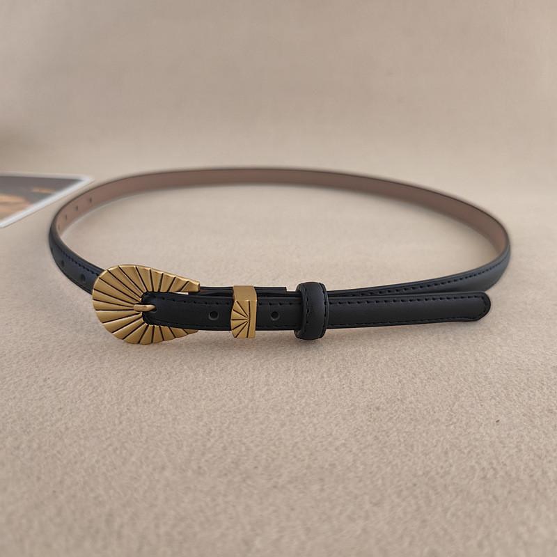 Minimalist Leather Waist Belt With Pin Closure For Jeans And Skirts