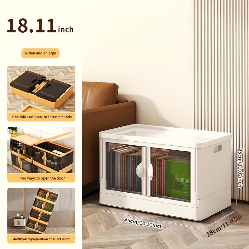 

Складной ящик для хранения, шкаф 1/2/3 яруса на колесиках - Прозрачные двойные двери, многослойная конструкция для одежды и других вещей кожа буйвола