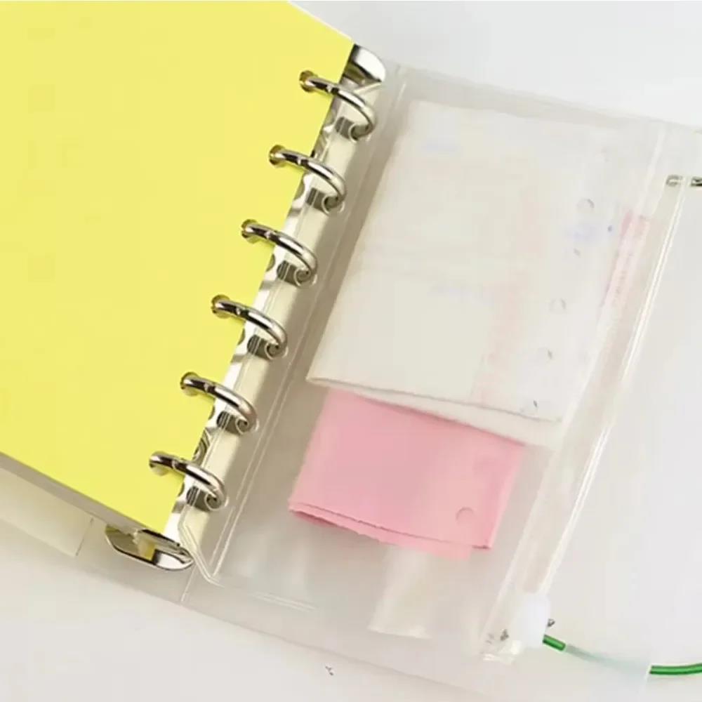 10Pcs A5 A6 A7 Binder Pocket Folders with Zipper for Notebook Waterproof PVC Document Filing Bag 6 Ring Notebook Divider