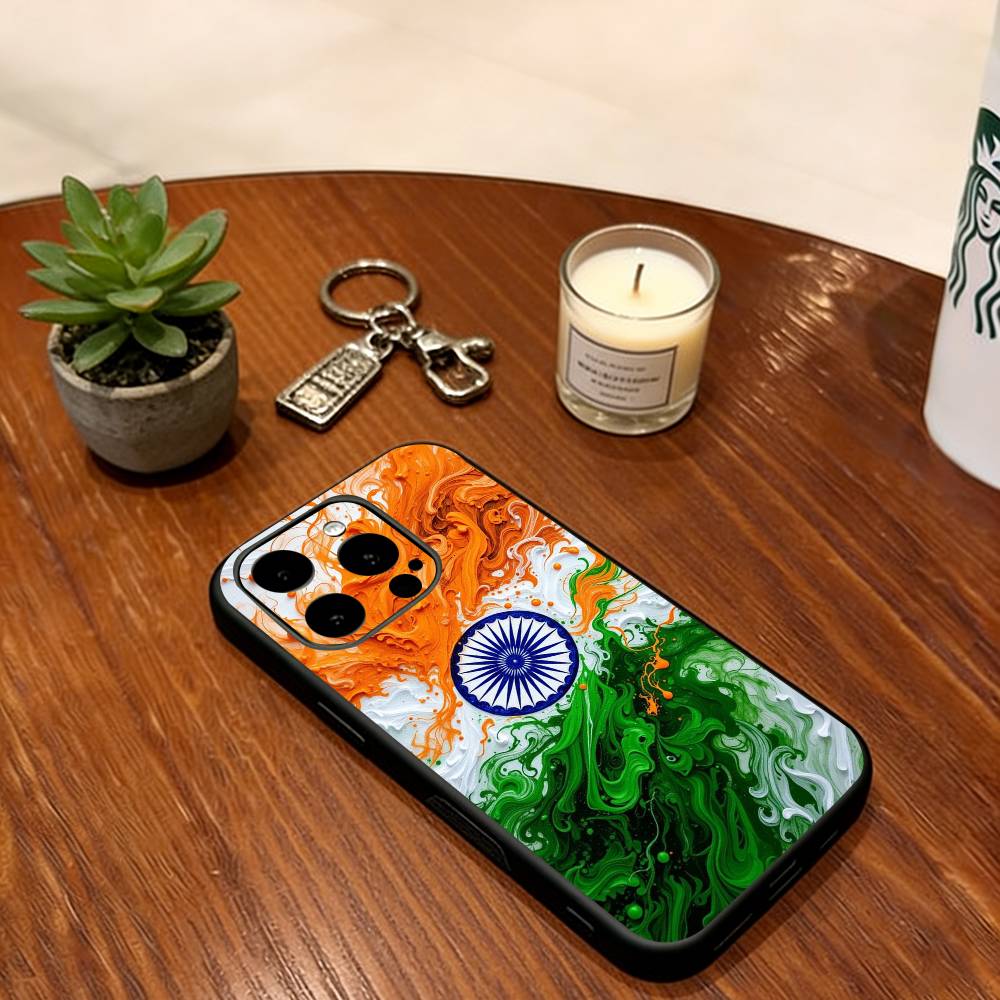

I-Indian National Emble Flag Phone Case For iPhone 17, 16,15,14,13,12,11 Plus,Pro Max, Others Soft Silicone Black Cover iPhone12ProMax