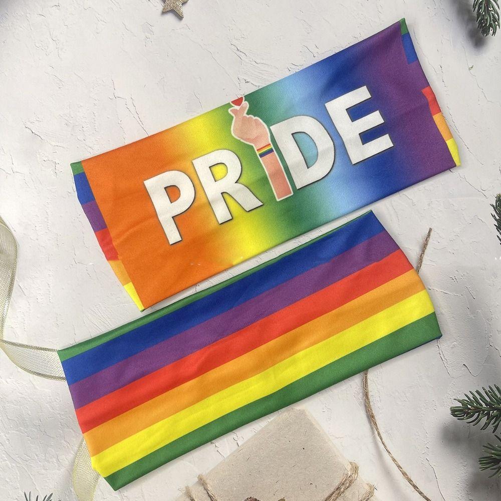 Parade Rainbow Headband Soft Sports Hairband Fashion Rainbow Elastic Headband  Women