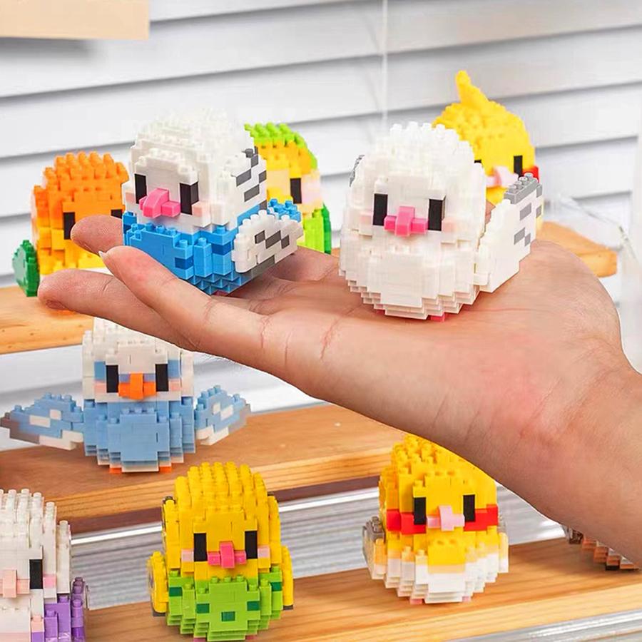 Creative DIY Cartoon Cute Birds, Parrots, Sparrows, Animal Building Blocks, Bird Assembly Model Toys, Home Decoration Gifts