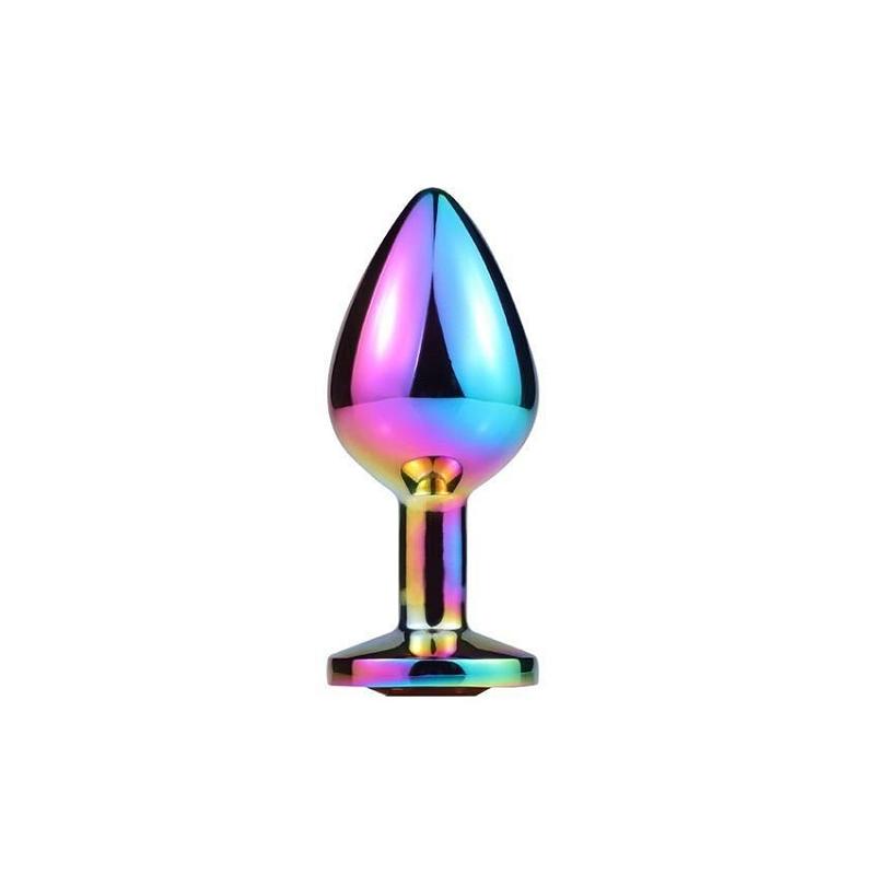 3 Sizes Stainless Steel Rainbow Anal Sex Toys Jewel Metal Butt Plug Non Vibrating Butt Plugs