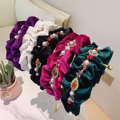 Fashion Velvet Pearl Wide Headbands Woman Temperament Elegant Hair Bands Female Retro Versatile Hair Hoop Hair Accessories