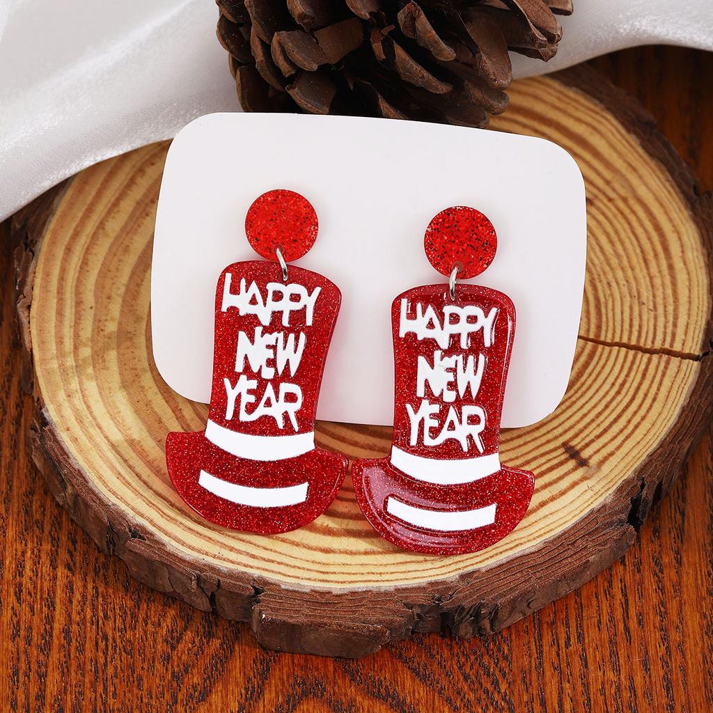 Creative Design New Year'S Party High Hat Acrylic Earrings, Personalized Cartoon Sweet Cute Fashion Earrings Women