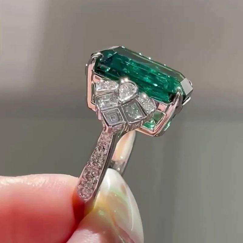 

2026 Gorgeous Big Green Cubic Zirconia Rings for Women Bling Wedding Band Accessories Anniversary Gift Trendy Zircon 10