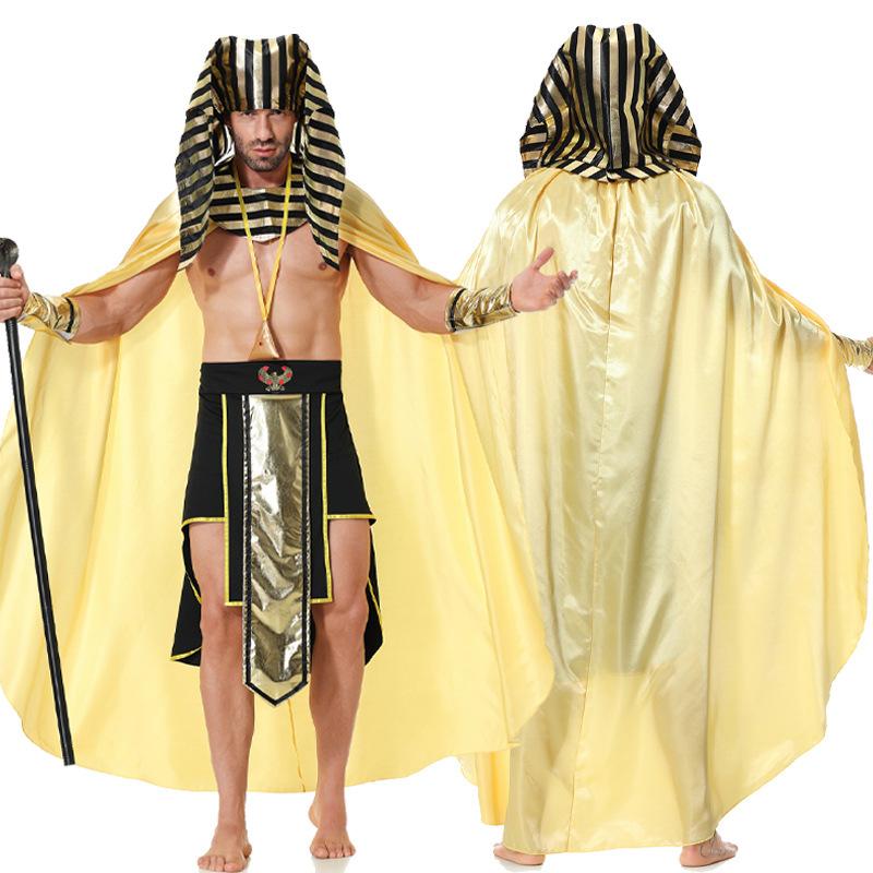 Egyptian Pharaoh Cosplay Costume Set Halloween Outfit Stage Props Performance