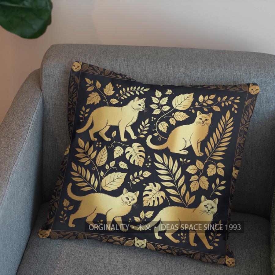 2D Cute Cats On Branch Floral Pillow Cover Pattern Cushion Cover Suitable For Sofa Bedroom Car Pillow Cover