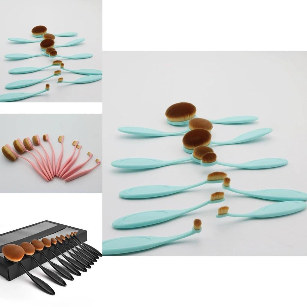 Classic Makeup Brush Set 10 Pieces With Synthetic Fibers For Flawless Foundation Application