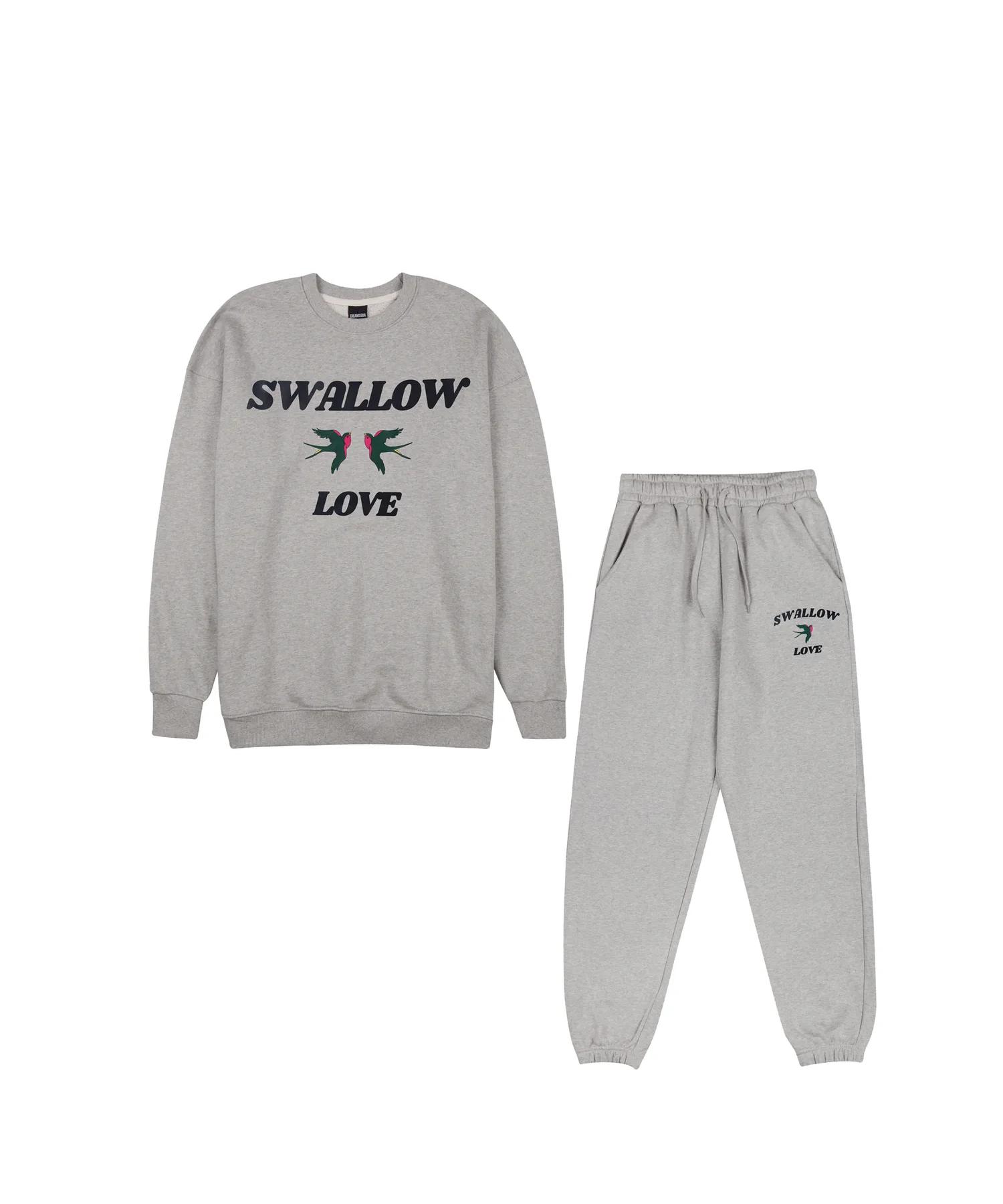 Cream Soda Lab Swallow Love Twin Sweatshirt Training Set Gray L