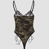 Quick-Delivery Camouflage Lace Hollow-Out Bandage Bodysuit