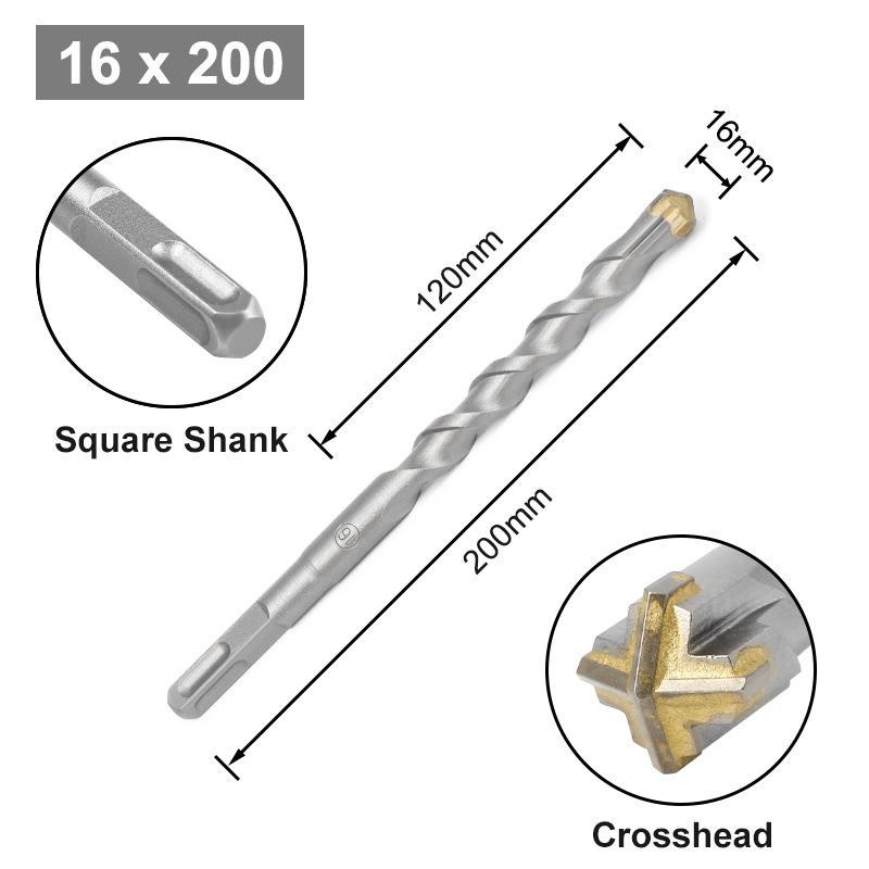 Cross Bit Four-Blade Electric Hammer Bit Carbide Impact Drill Concrete Reinforcement Square Shank Round Shank Five-Pit Shank