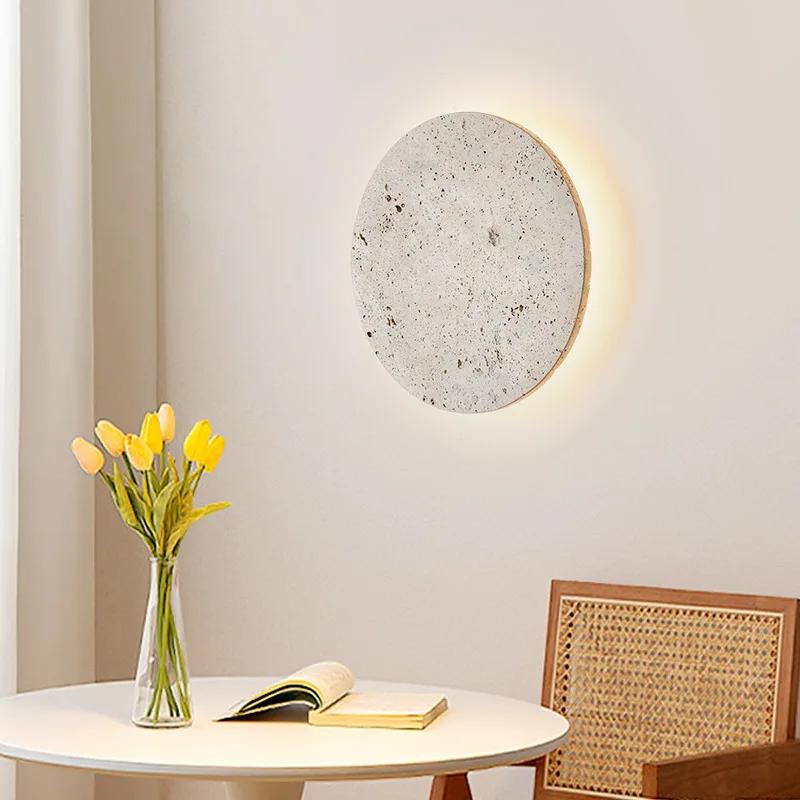 Modern Natural Stone LED Wall Lamp Circular Bedside Restaurant Atmosphere Light Artistic Home Decoration Sconce 3000K 23/30cm