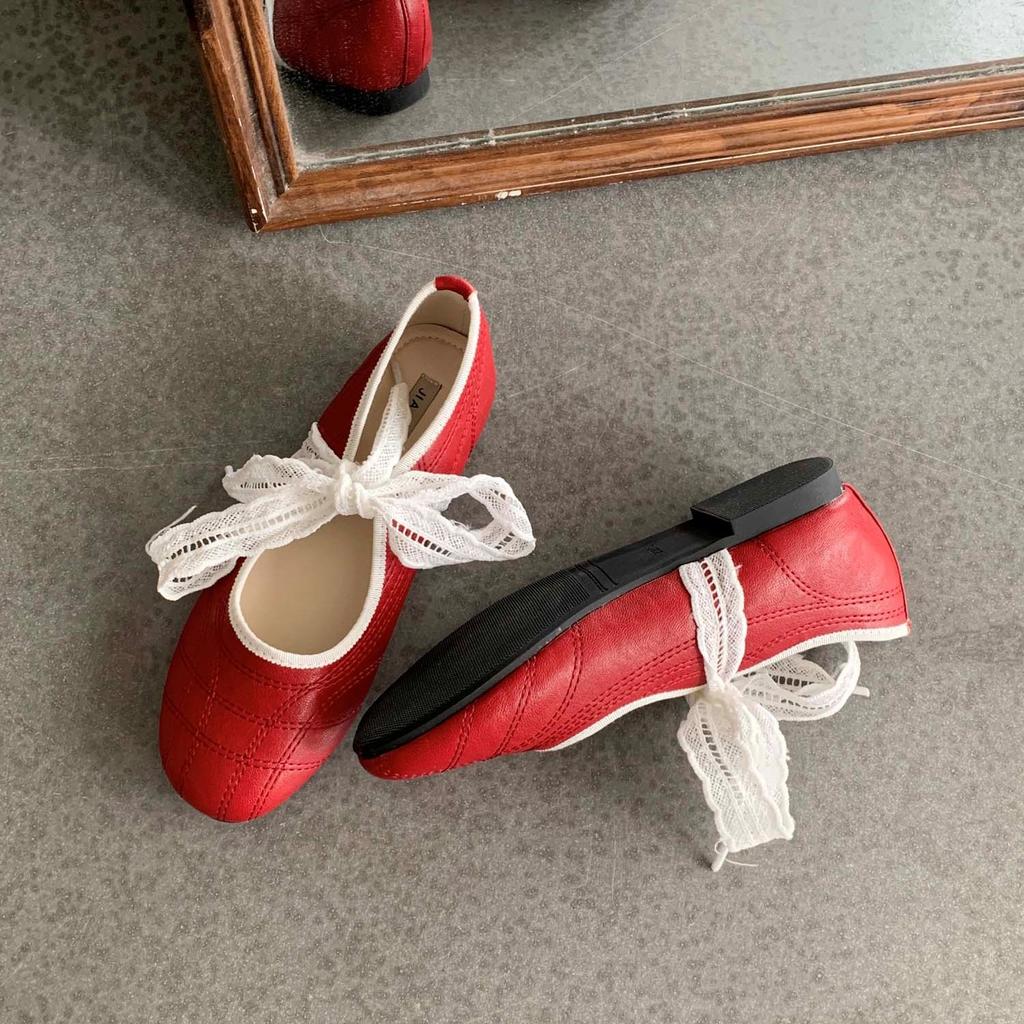 Fashion IPPEUM Women Ballet Flats Round Toe 2025 New Fashion PU Leather Mary Janes Ballerina Flat Shoes