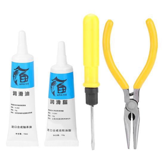 

Набор инструментов для обслуживания рыболовной катушки, смазочное масло, смазка, отвертка, плоскогубцы