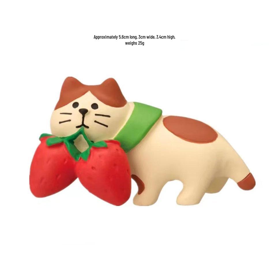 Japanese Style Cat & Strawberry Chocolate Resin Ornaments - DIY Blind Box Gift Accessories