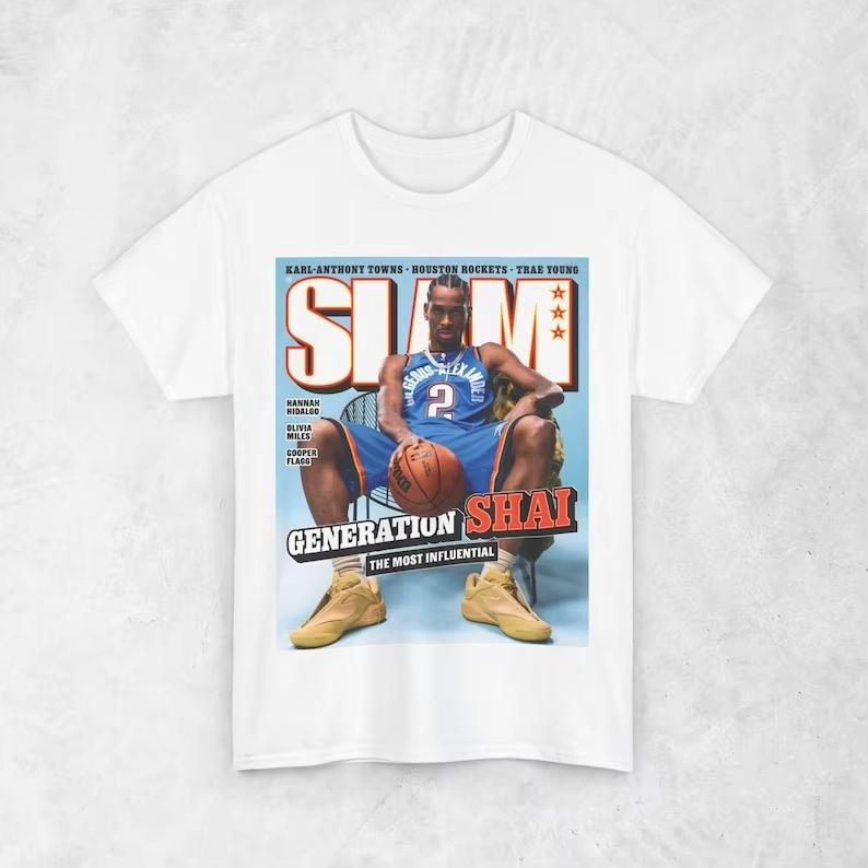 

Футболка Shai Gilgeus-alexander SGA, Футболка NBA Grand Slam Oklahoma City Thunder, Унисекс спортивная футболка, Ретро баскетбол стрит M