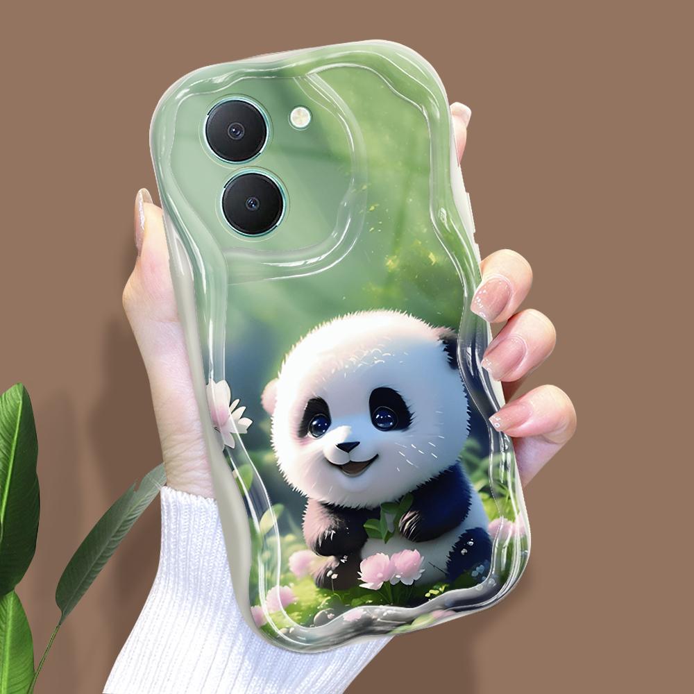 

Милый мультяшный узор, кремовая текстура, мягкий силиконовый чехол с волнистыми краями, чехол для телефона для Vivo Vivo Y93S белый