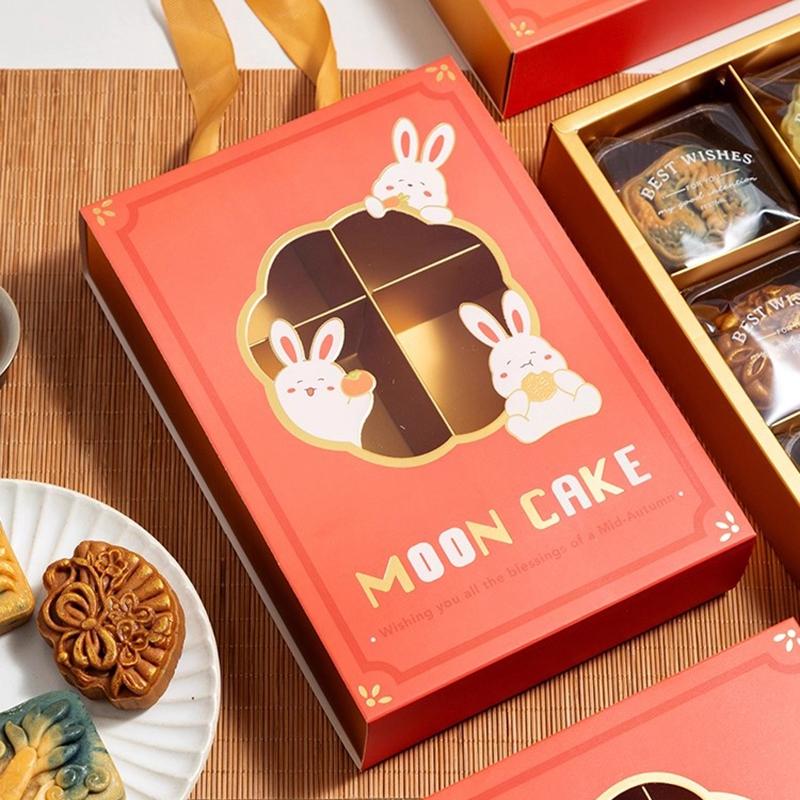 5pcs Mooncake Packaging Box Mid-Autumn Festival Mooncake Packing Material Square Moon Cake Tray Moon Festival Gift Container Box
