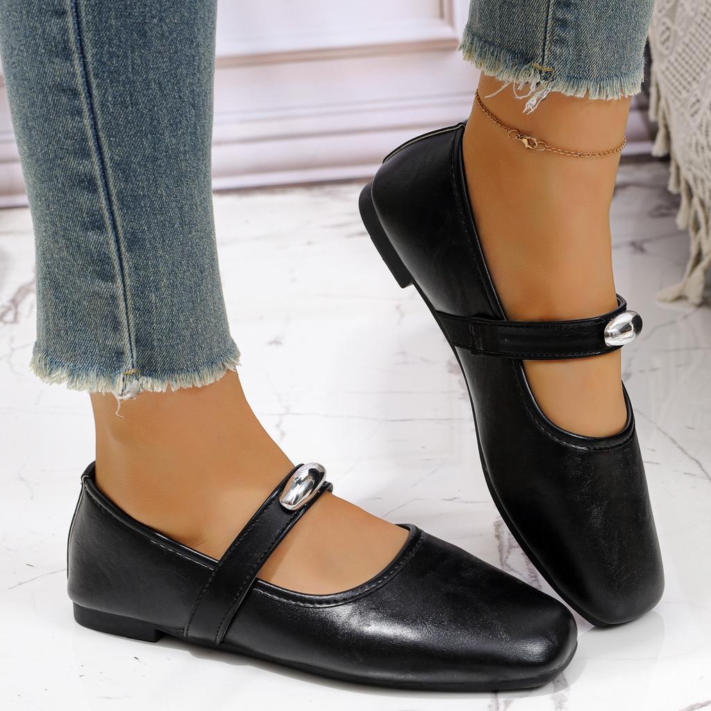 Woman Casual Flats Shoes Round Toe Large Size Loafers Shoes Retro Mary Jane Dress Shoes Ladies Solid Comfortable  Sneakers Women