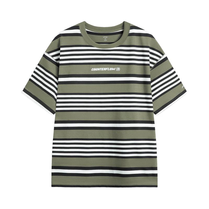 Li-Ning Men's Outdoor Quick-Dry Cooling Striped Short Sleeve T-Shirt ATSV181