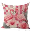 1pc Tropical Flamingo Print Throw Pillow Covers, Pink Geometric Stripe Floral Cushion Cases for Home Sofa Bedroom