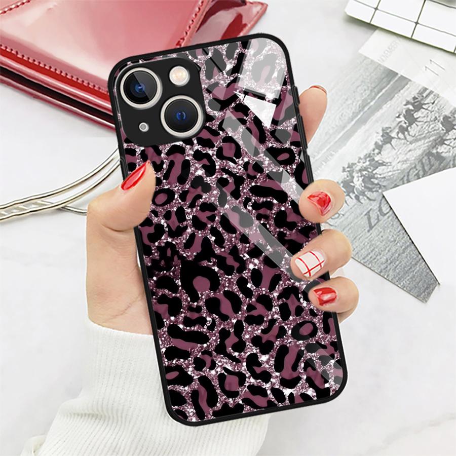 Case for iPhone 17 Pro Max 12 16 15 Plus Air 14 XR 11 8 13 Glass Phone Cover Color Leopard Print